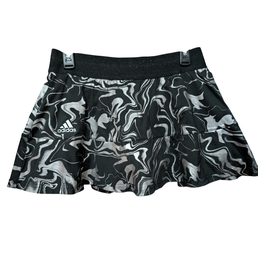 Adidas Womens Tennis Skirt Aeroready Medium M Skort Black & Silver Abstract